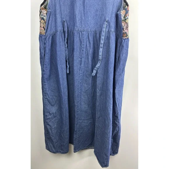 Vtg 90s Venezia Jeans Children Around The World Denim Maxi Dress Plus Size 22/24 - Picture 11 of 16